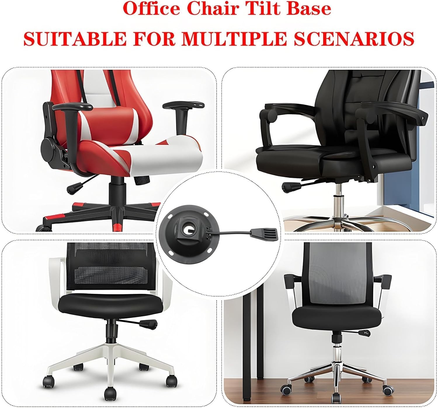 Heavy Duty Office Chair Tilt Base Replacement 3.94x3.94 Inch Mounting Hole St...