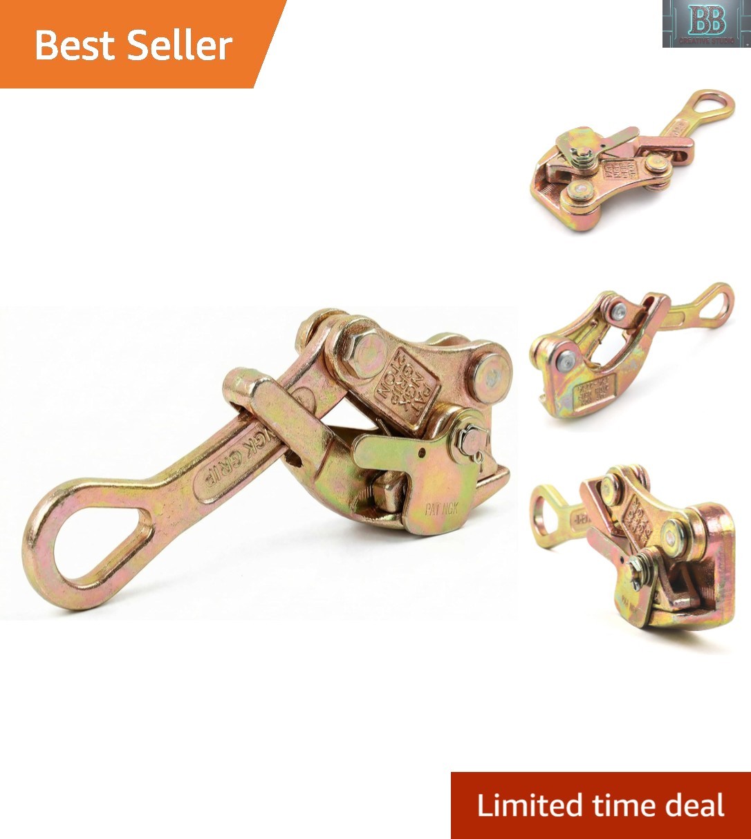Alloy Steel Wire Grip 2 Ton Jaw Puller - Copper Finish for Overhead Lines