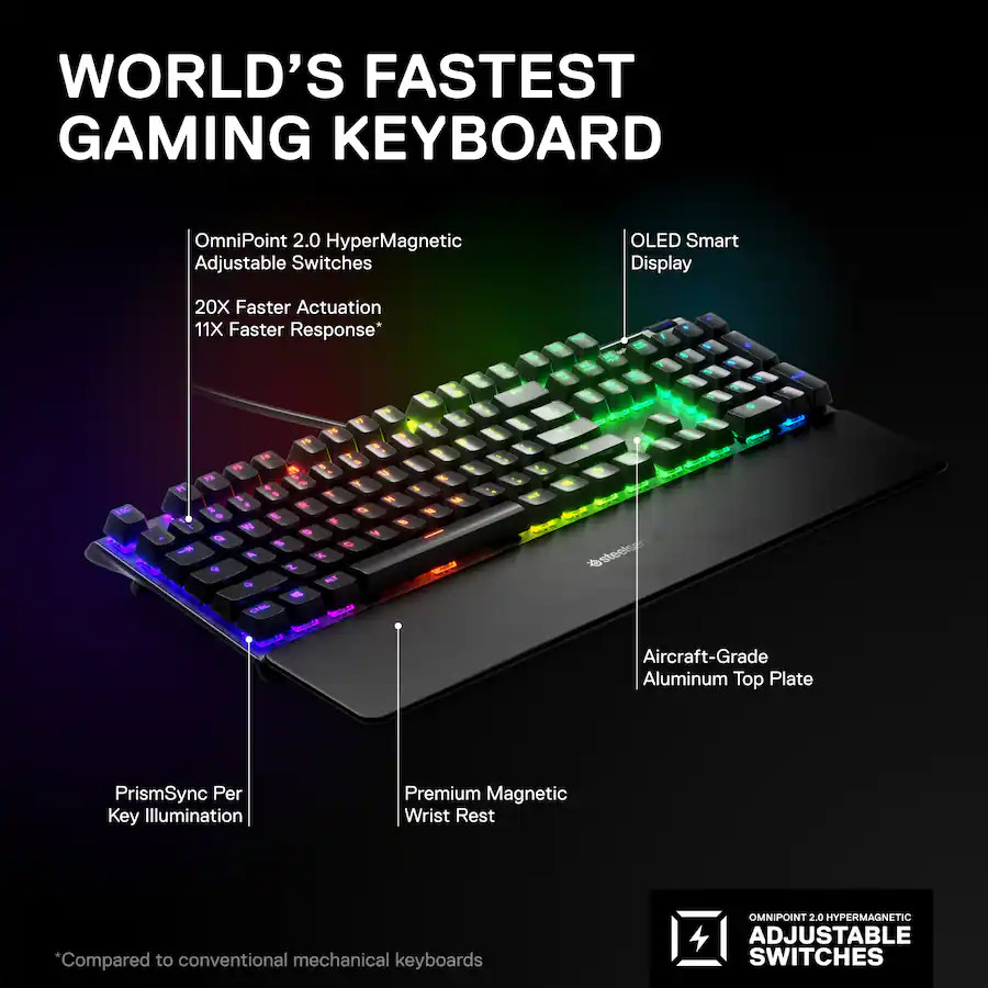 SteelSeries Apex Pro V2 Wired Mechanical OmniPoint HyperMagnetic Keyboard
