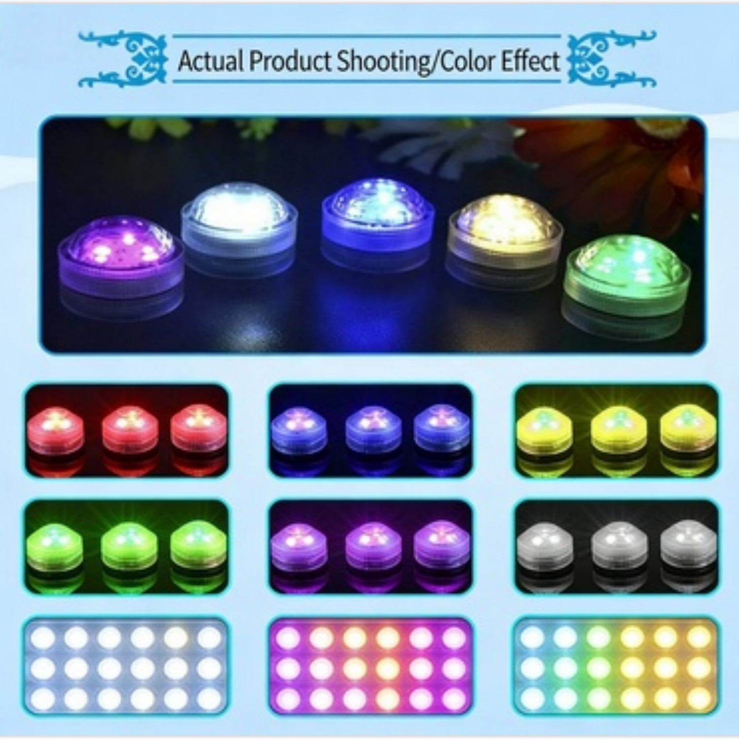 IP68 Waterproof LED Submersible Lights, 13 Colors Dimmable with Remote Control