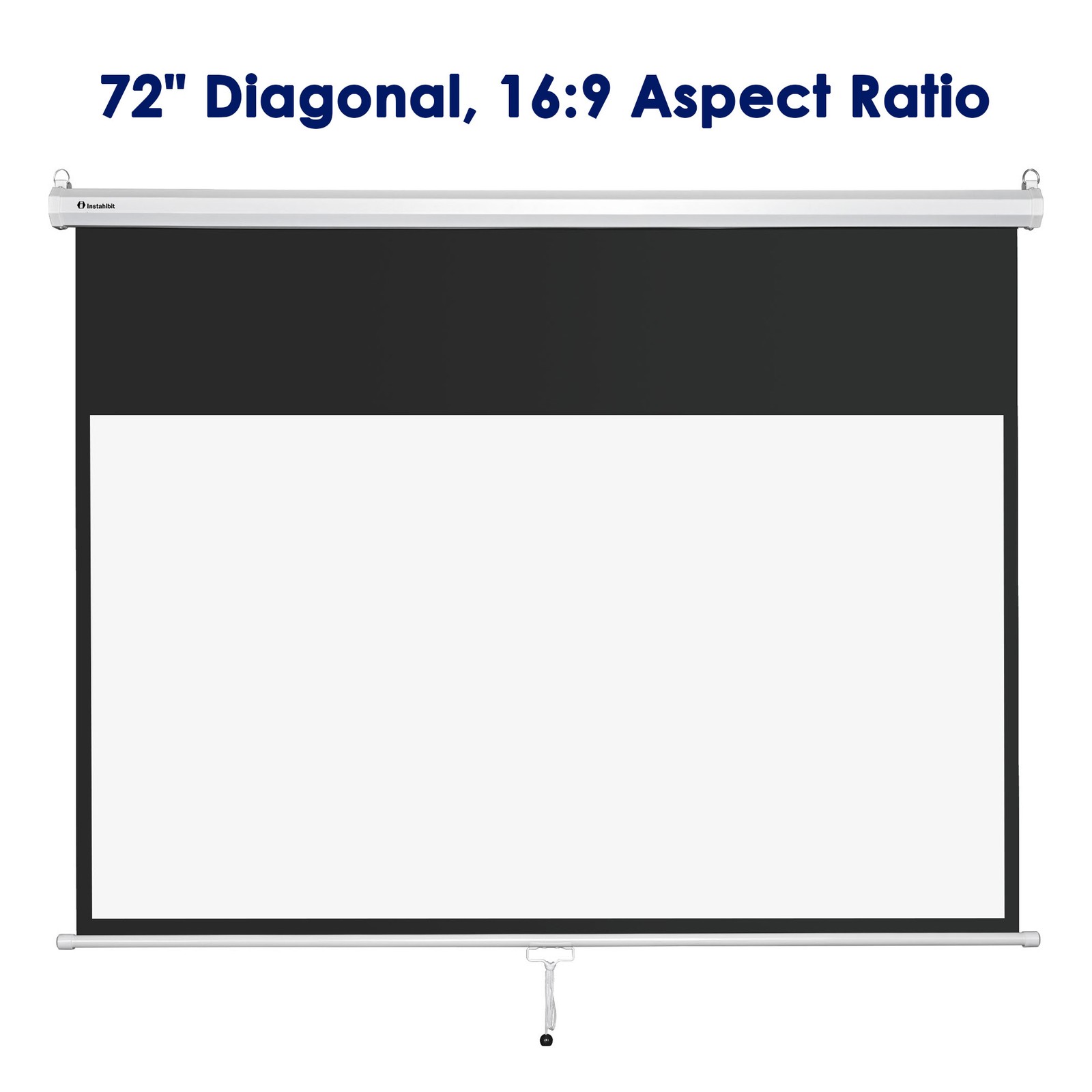 72" 16:9 Manual Pull Down Projector Screen Matte White Movie Video Home Theater