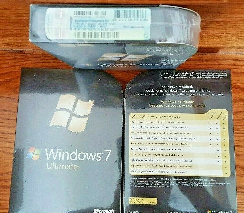 Microsoft Windows 7 Ultimate,SKU GLC-00182,Full Retail Sealed Box,32&64-bit disk