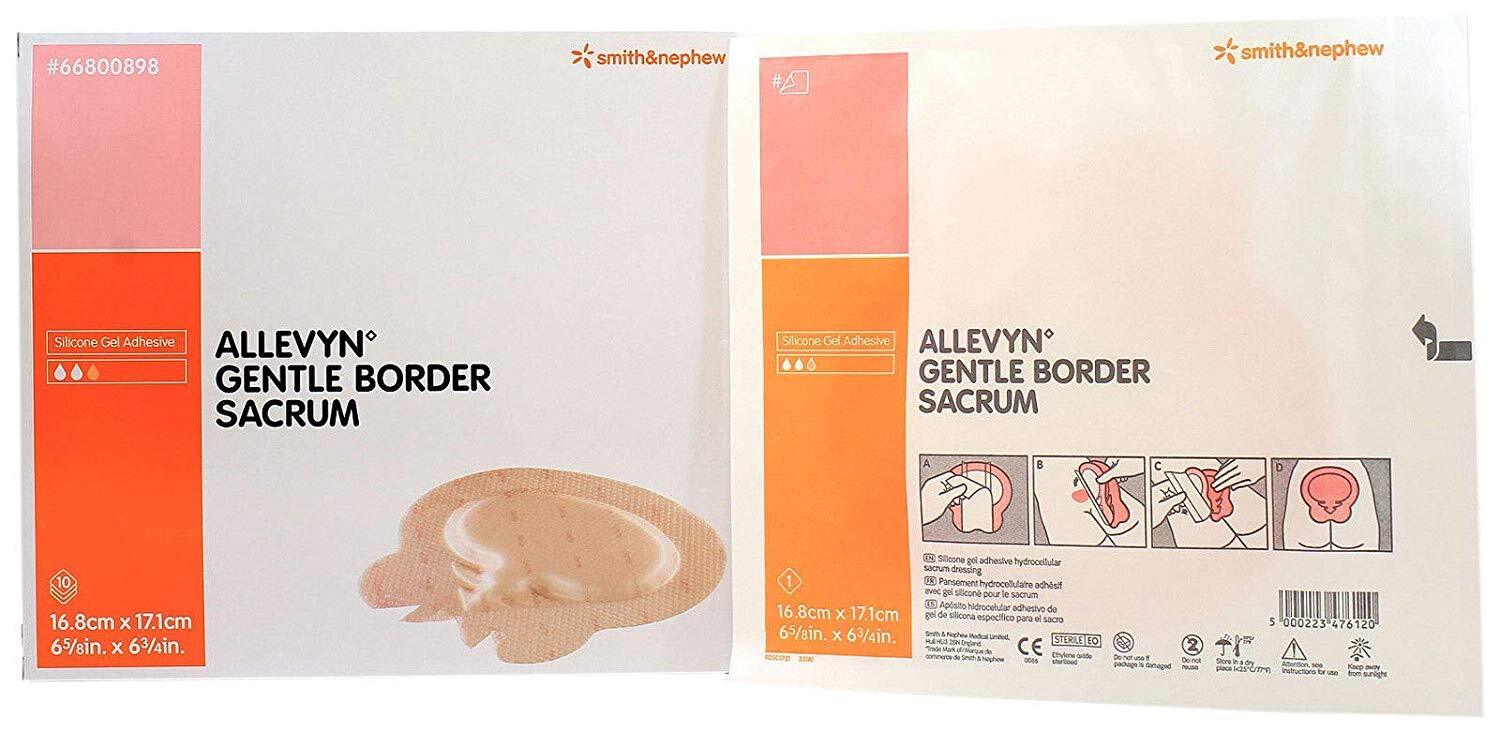 Smith & Nephew 66800898 Allevyn Gentl Border Sacrum Dressing 6.63"x6¾" Box of 10