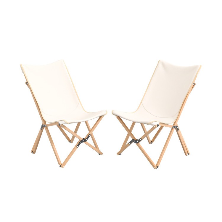 2-Pack Lightweight Bamboo Chair, 330lb Support, Canvas Surface, Storage Pocket