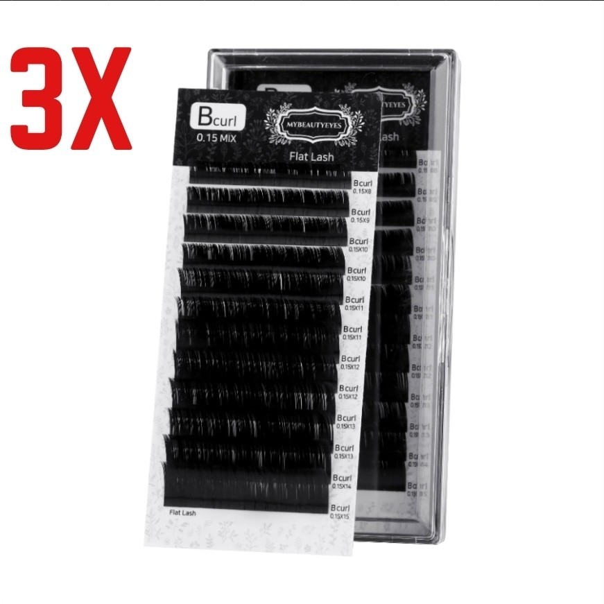 3X MYBEATYEYES Eyelash Extension Lash /Flat Lash B Curl /0.10~0.20mm 8~15mm..269