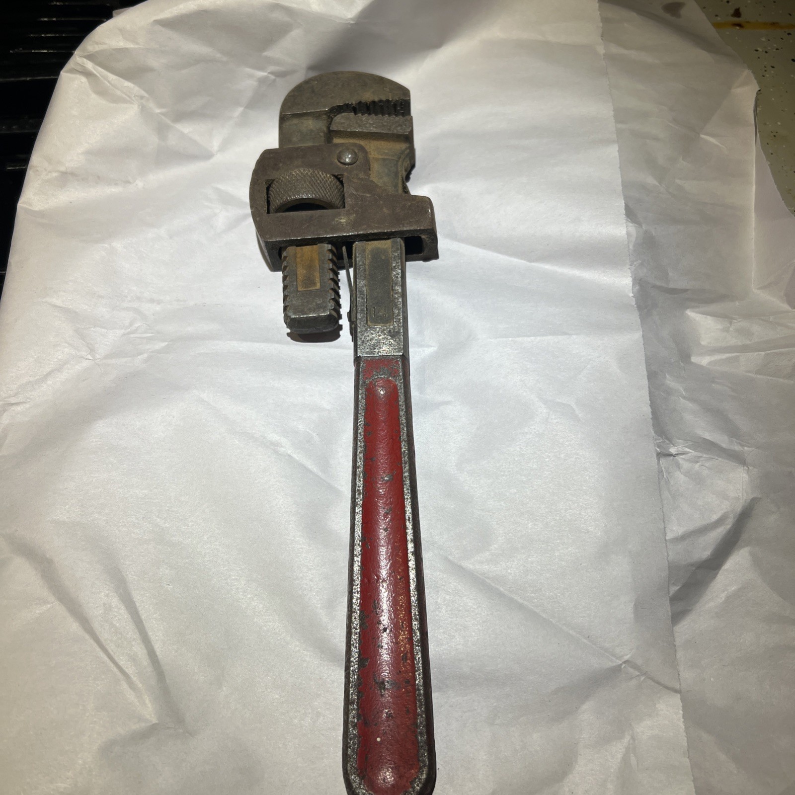 Vintage KEEN KUTTER 14 inch Adjustable Pipe Wrench, Made in USA red handle