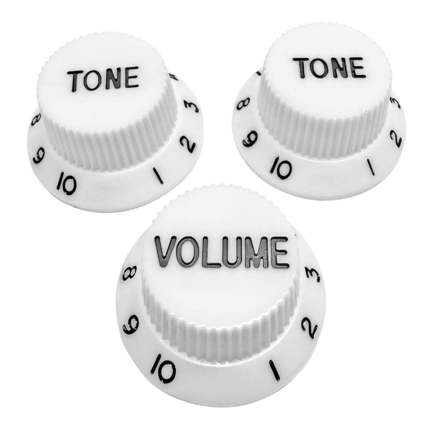 AxLabs Strat-Style Knob Kit (3) - White w/ Black Font