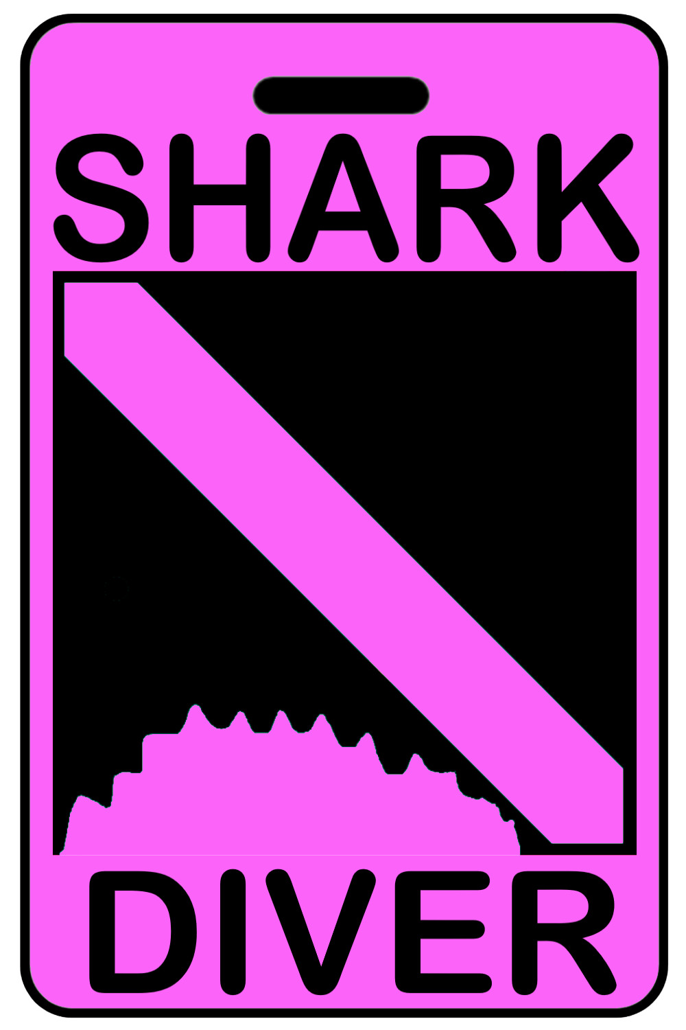Hi-Viz Pink Shark Diver w/ Shark Bite SCUBA Diving Luggage/Gear Bag Tag - New