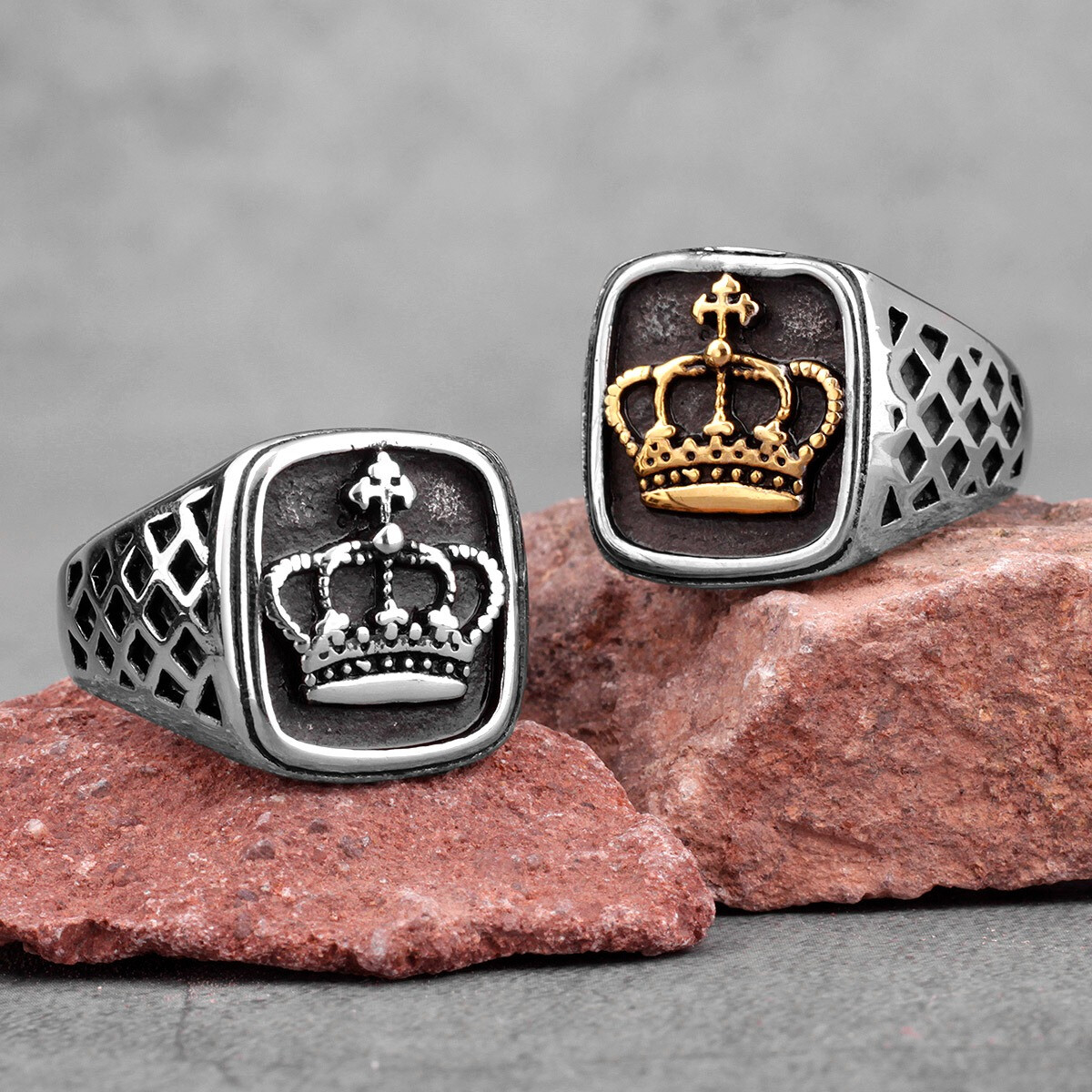 Crown Gold Silver Color Men Kings Rings Punk Hip Hop Trendy Cool Boyfriend Male