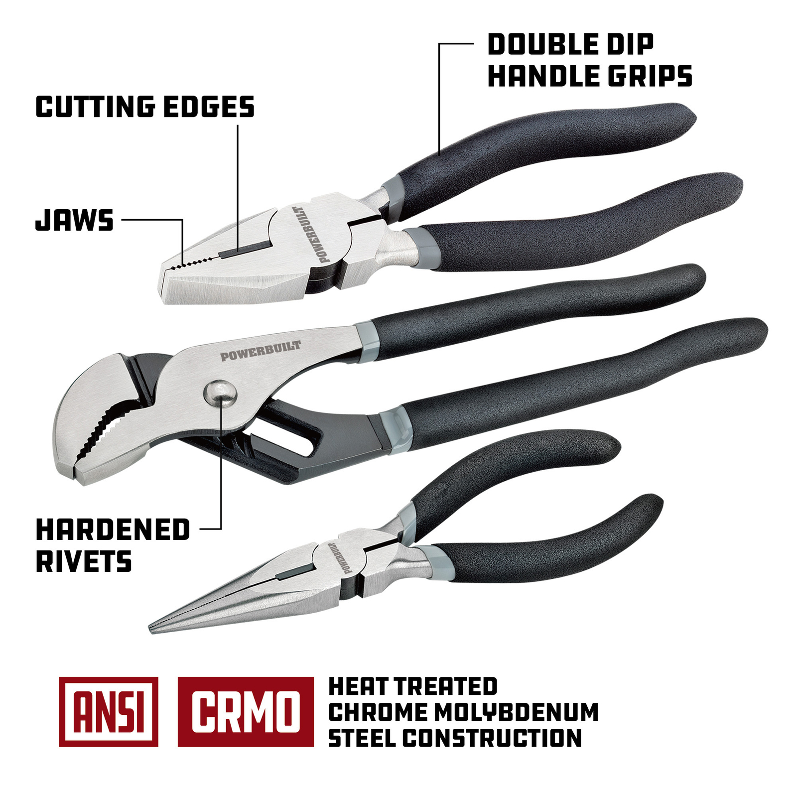 Powerbuilt 8 Piece Pro Tech Pliers Set - 949023