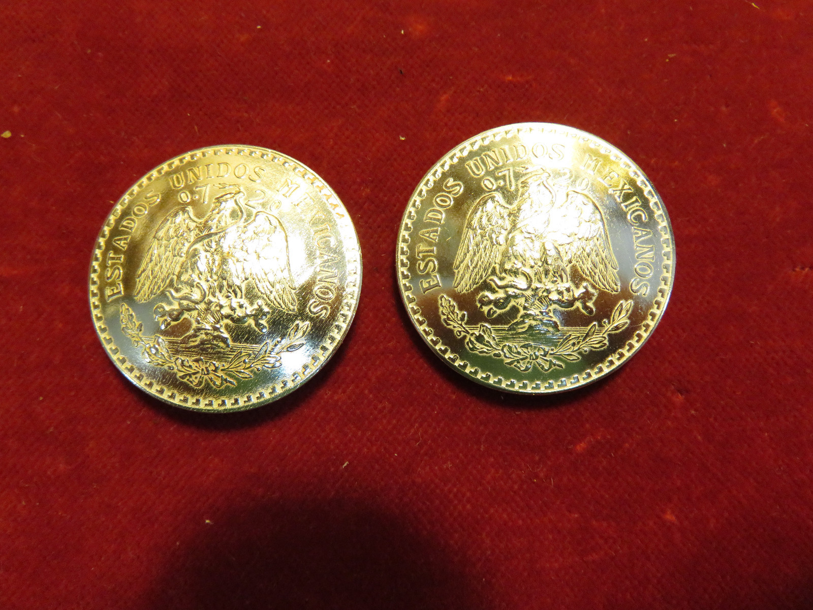 Conchos: Pair Real Coin Silver Mexico Un Peso  1930"s to 40's, 72% Silver