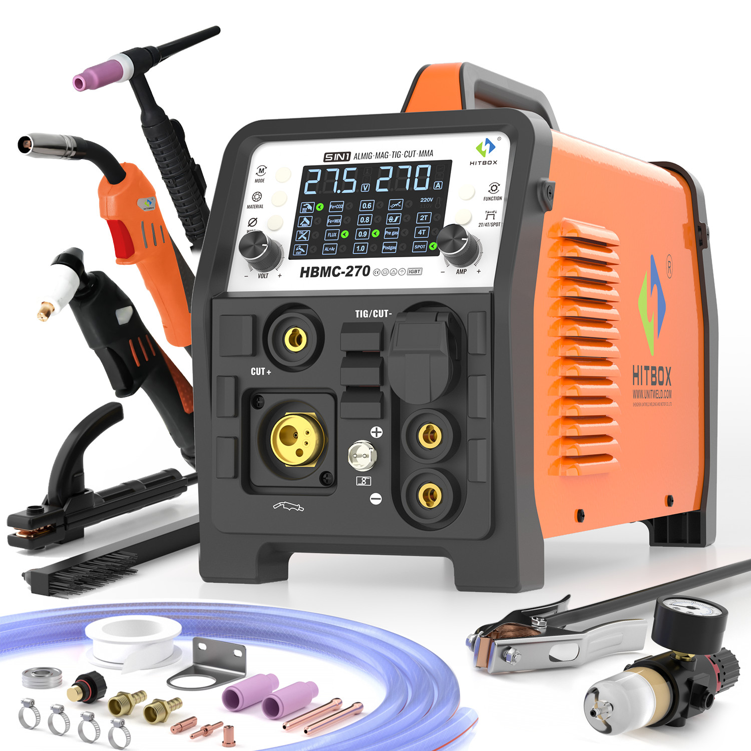 200A 6 in 1 Multi-process MIG Welder 40A Plasma Cutter Welder Combo 220V welder