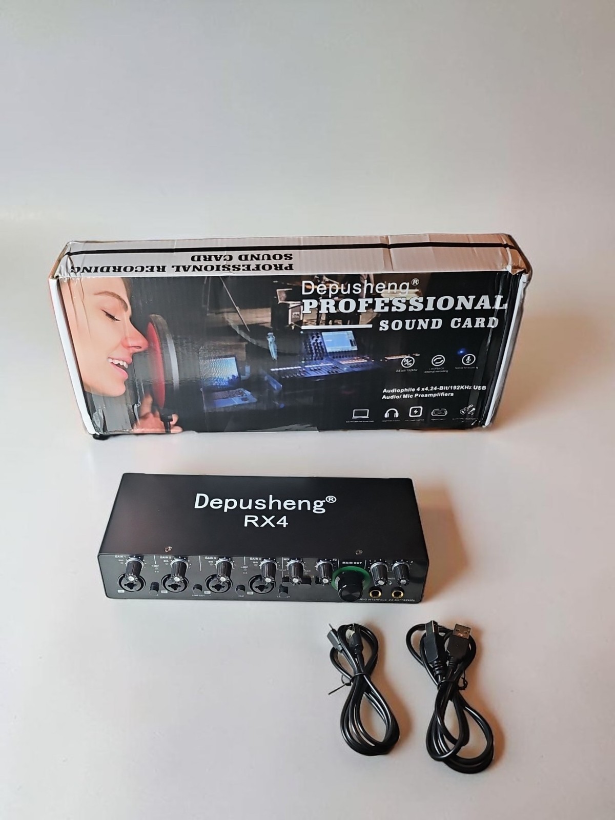 Depusheng RX4 Audio lnterface 4 Channel Sound Card 24Bit/192KHZ with Monitoring