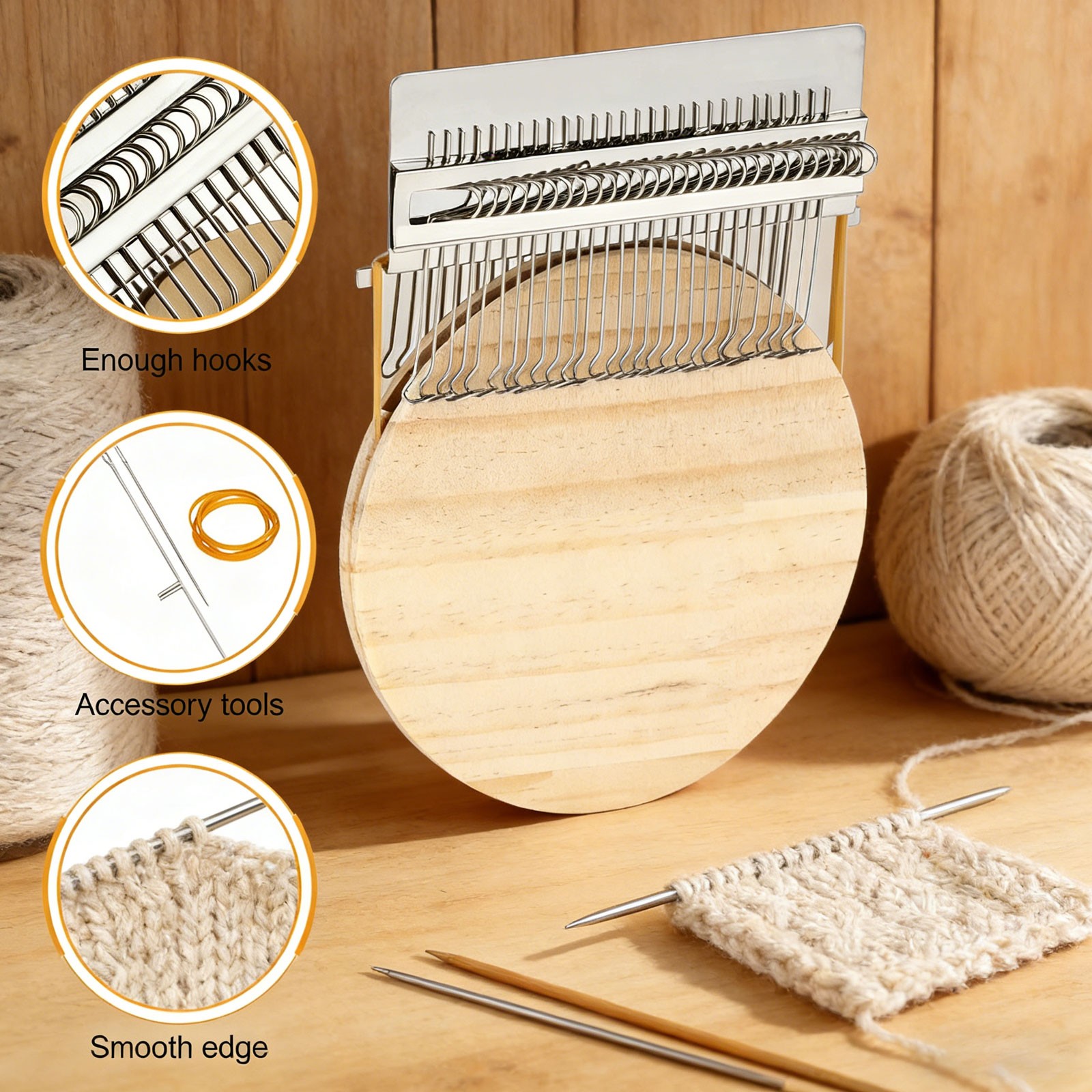 28 Hooks Small Loom Speedweve Type Weave Tool Darning Machine with Wood Disc