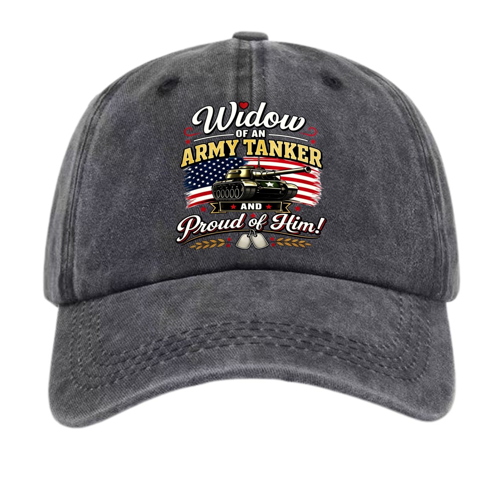Widow Of An Army Tanker Patriotic Memorial Unisex Washed Vintage Dad Hat