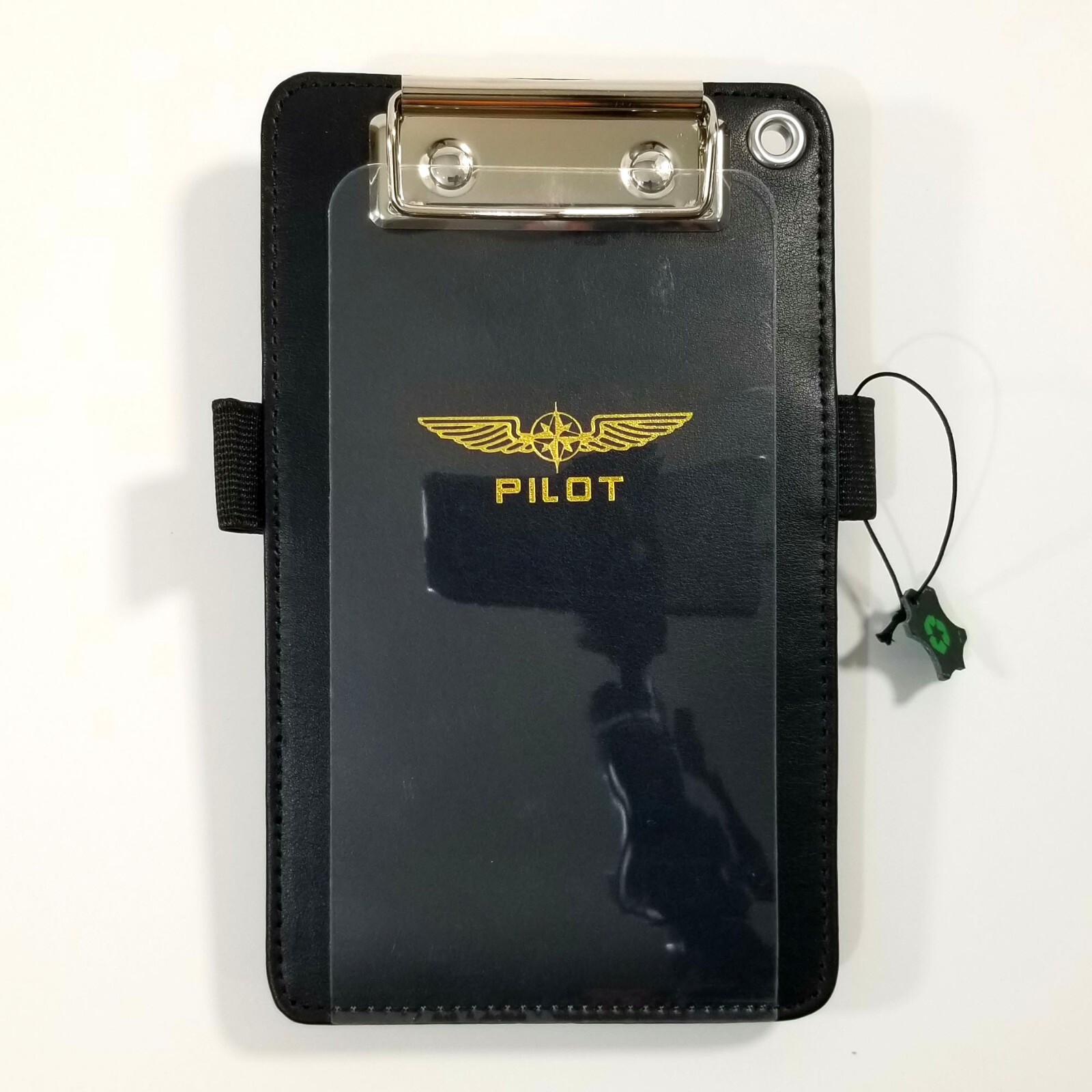 DESIGN 4 PILOTS® Compact Pilot's Kneeboard — Black Eco-Leather w/ Velcro Strap
