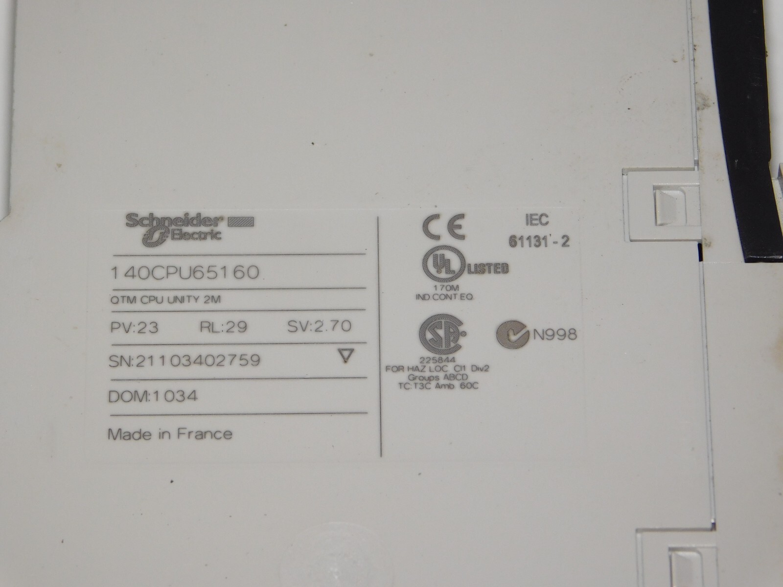 Schneider Automation 140CPU65160 Modicon Digital Pentium Controller Module Unit