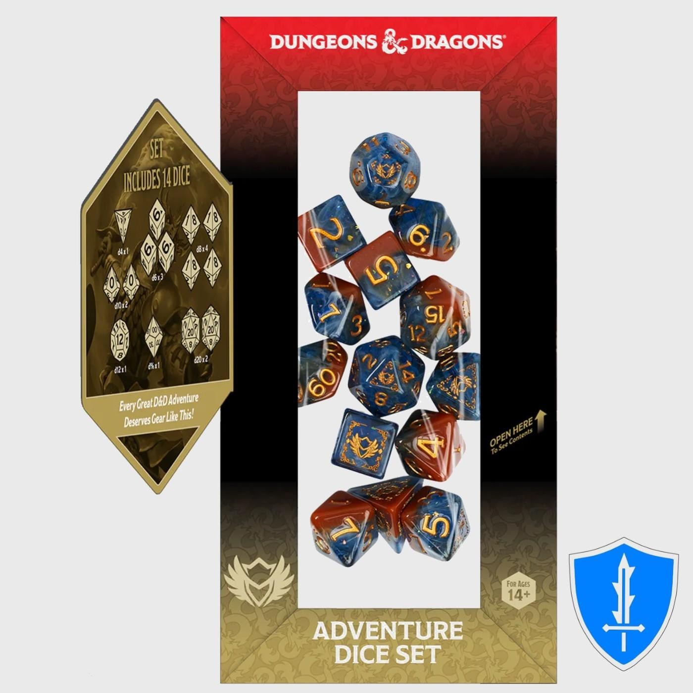 Paladin Class Dice - Set of 14 Orange Blue - Sirius Adventure Dice D&D RPG