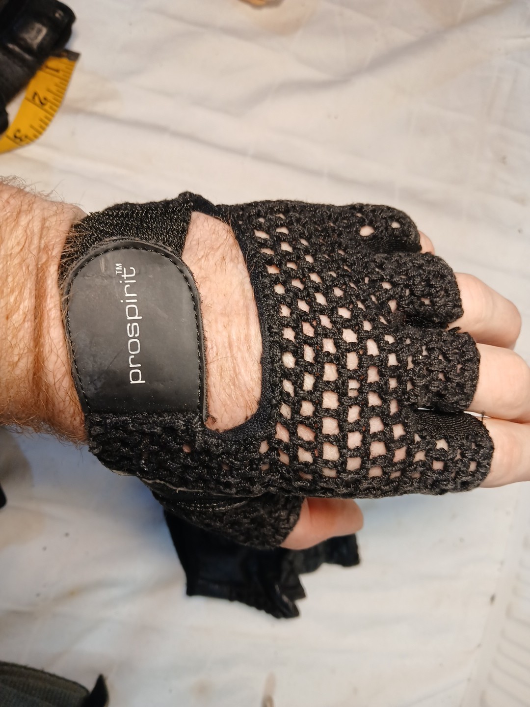 Vintage prospirit Black Fingerless Padded Mesh Leather Gloves Weight Lift S
