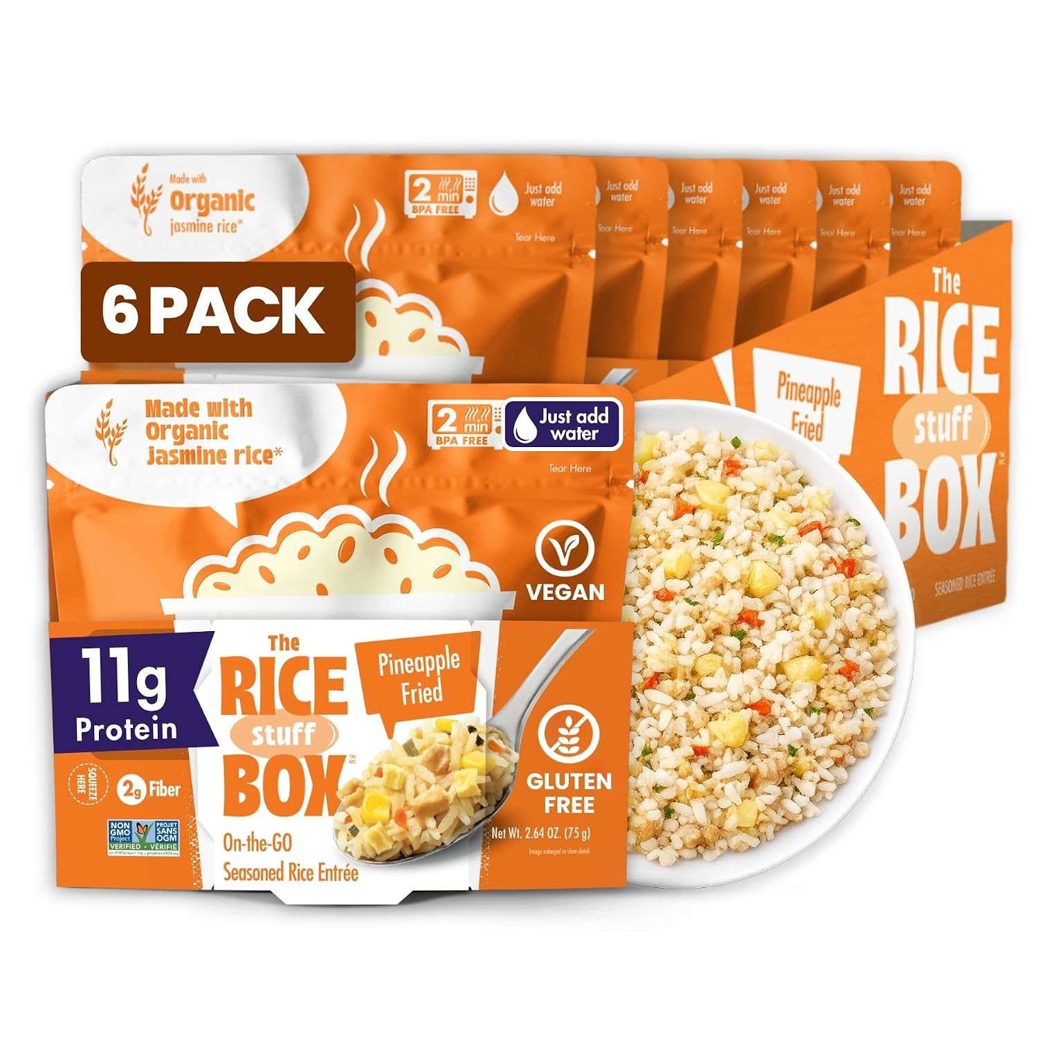 Instant Protein Rice Box - Non GMO & Gluten Free Seasoned Rice | Ready to Eat Ch