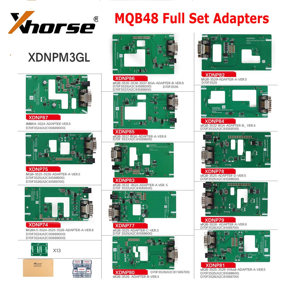 Xhorse XDNPM3GL MQB48 adapter 13pcs Full Package Without Soldering USA Stock