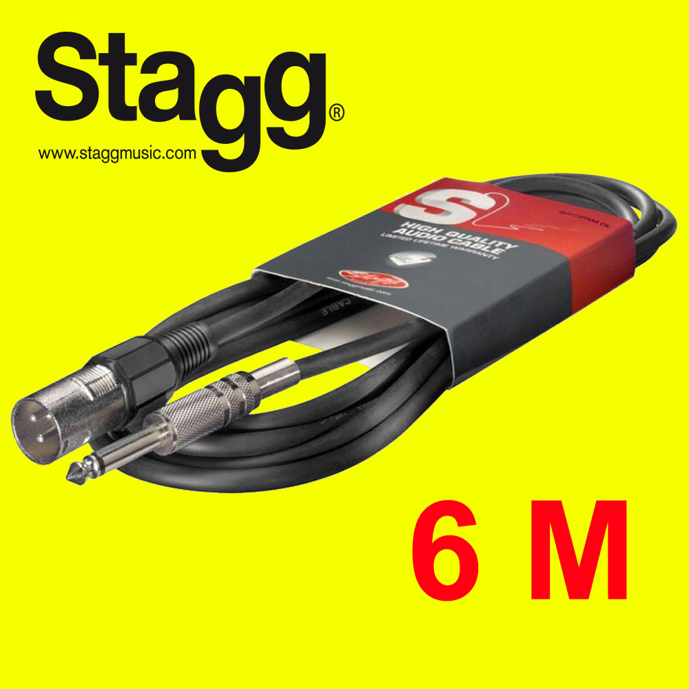 Stagg SAC6PXMDL S. Series 6mm Audio to XLR 6m Cable for Stage Musician - New