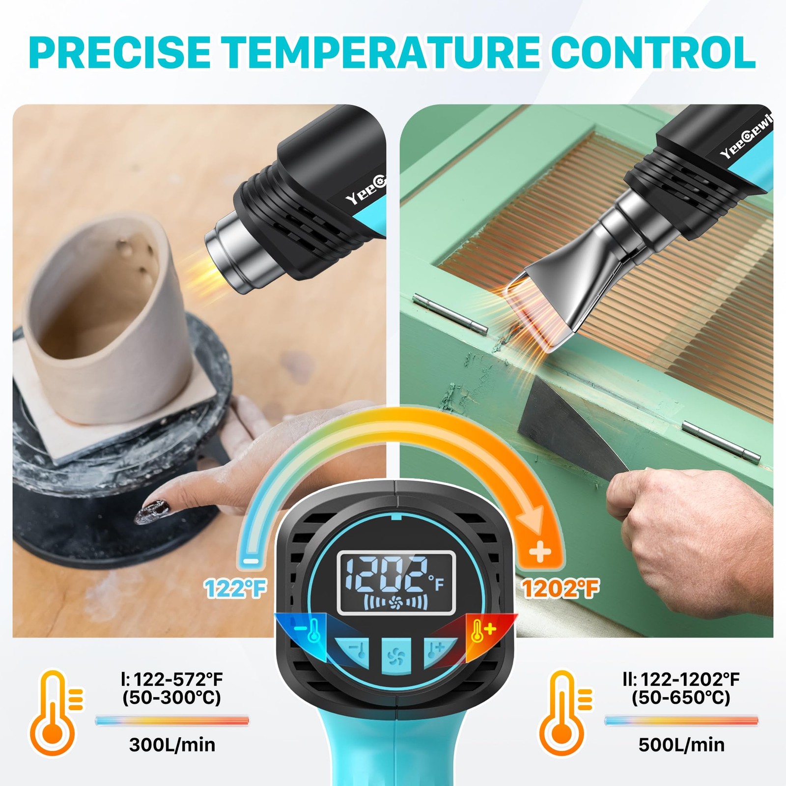 1800W Heat Compact Design Hot with LCD Display Variable Temperature Control 1...