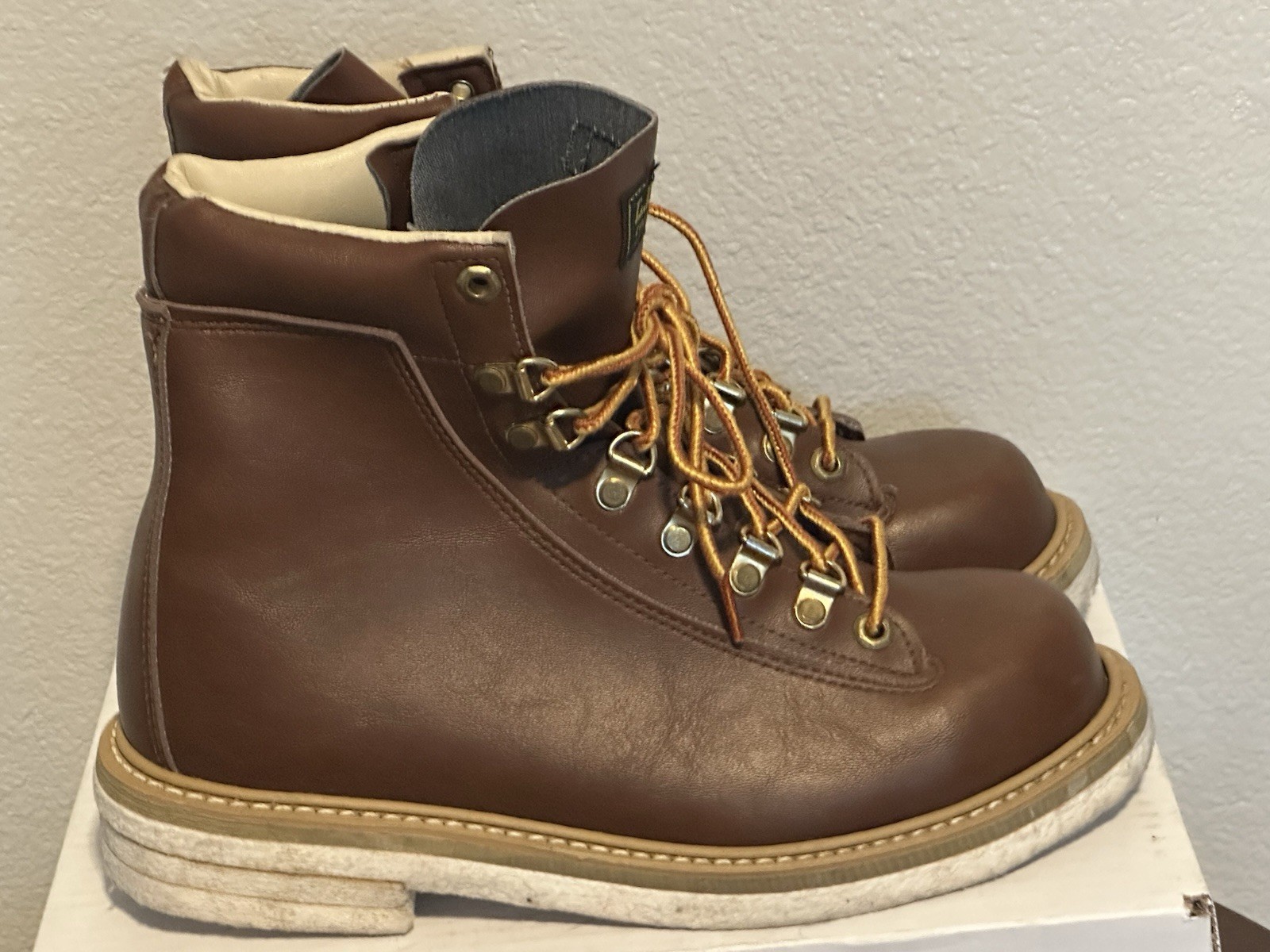 LL Bean Vintage Leather Fly Fishing Angler Wading Boots Shoes Men's 8 Felt Sole