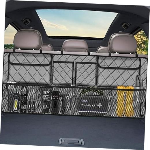 Grey Car Trunk Organizer - Large Capacity Backseat - 42x18 In - Grey