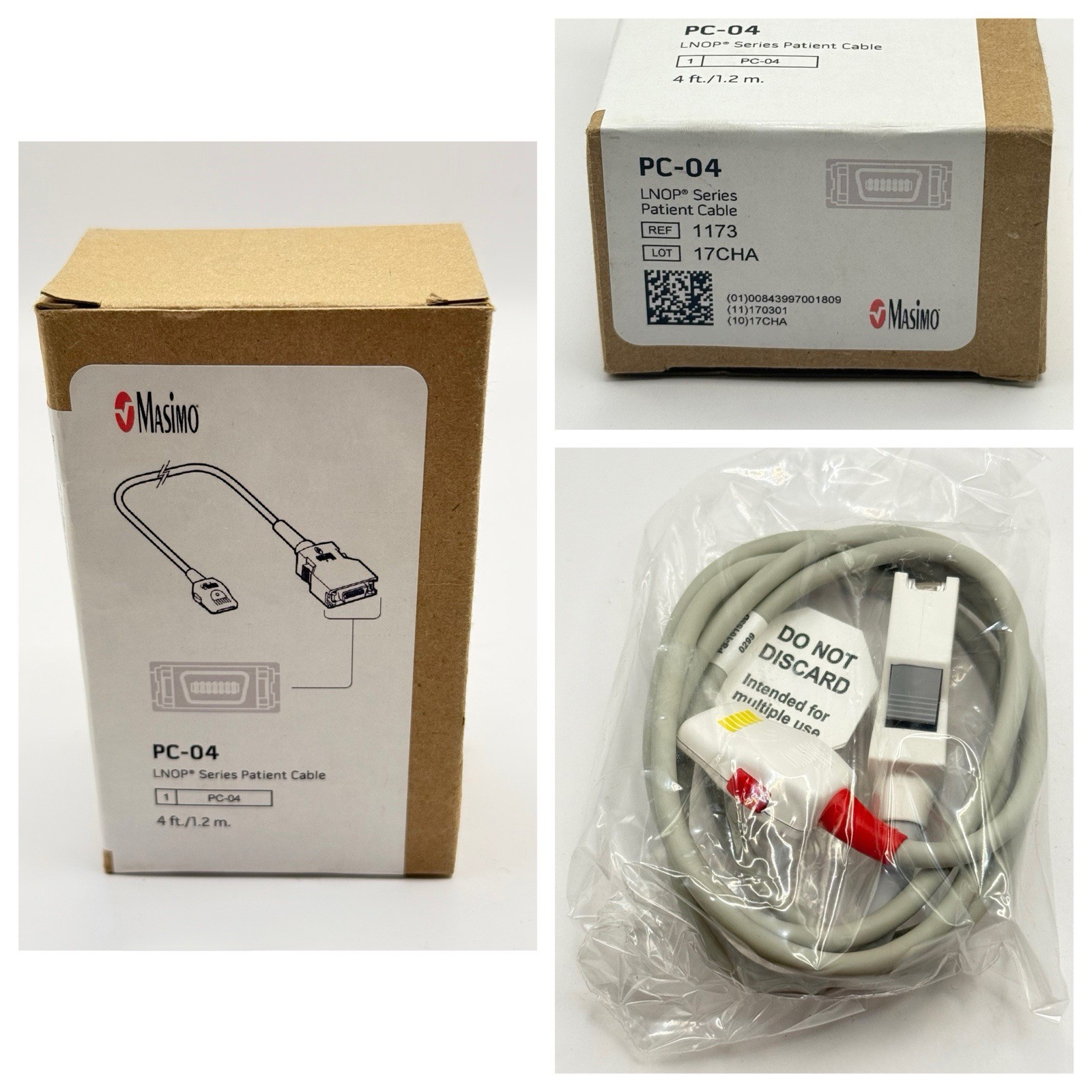 Masimo LNOP Series Patient Cable, 4 ft., PC-04 (REF: 1173)