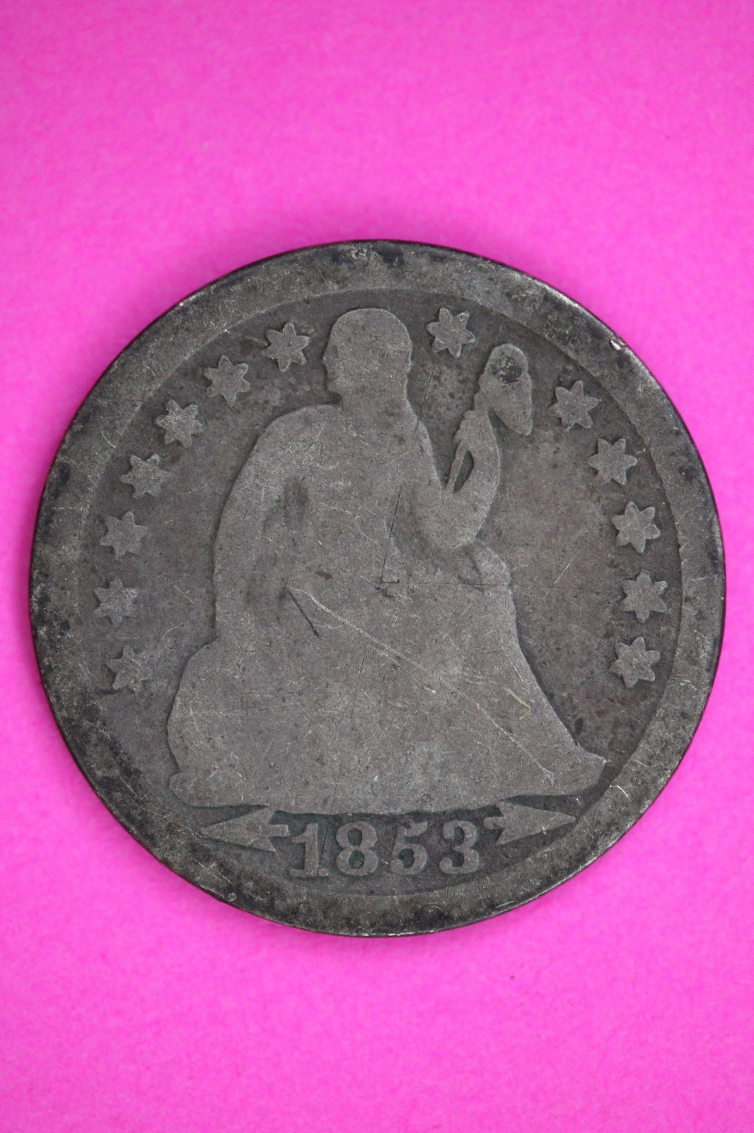 1853 P Seated Liberty Dime Silver Exact Coin Shown Authentic & Genuine 2819