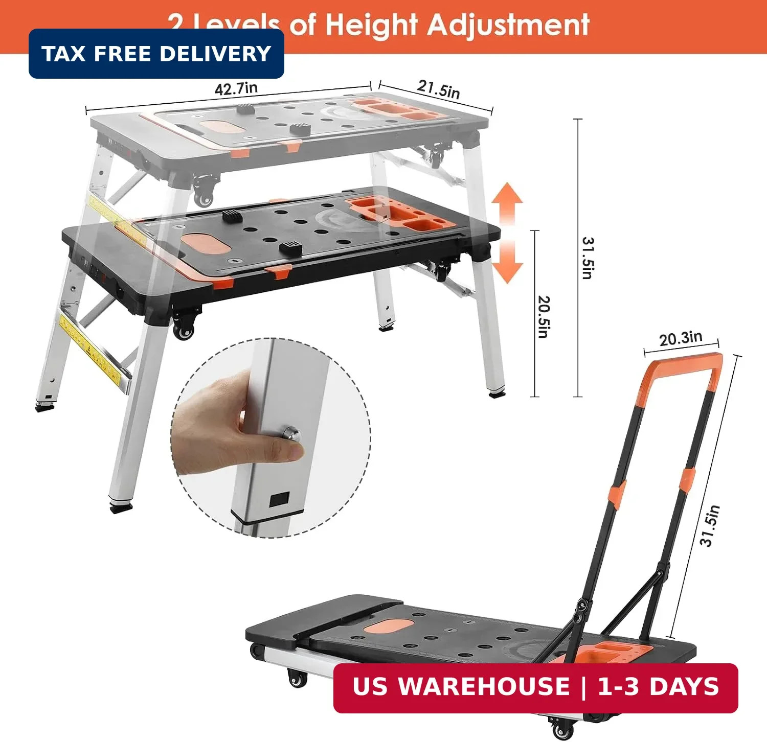 7in1 Multifunctional Portable Workbench,Worktable with Poweroutlet | Folding Wor