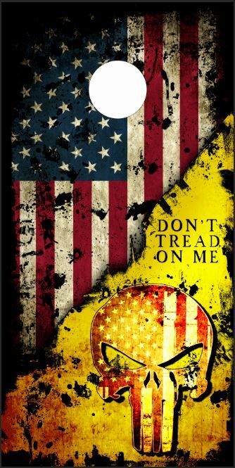 Dont Tread On Me Skull Grunge Flag Cornhole Wrap Bag Toss Skin Decal Sticker
