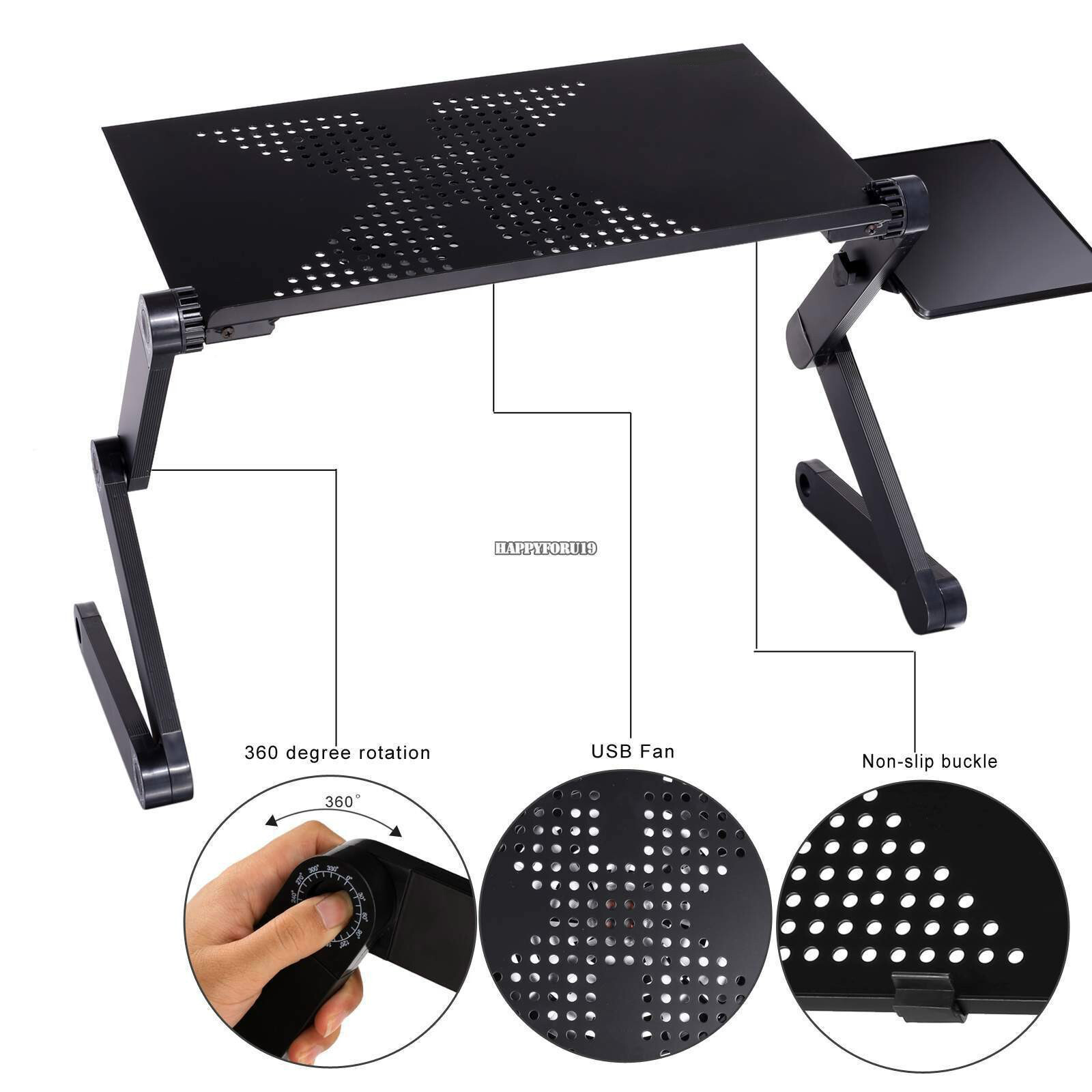 Foldable Laptop Table Stand Lap Sofa Bed Tray Computer Notebook Desk Adjustable