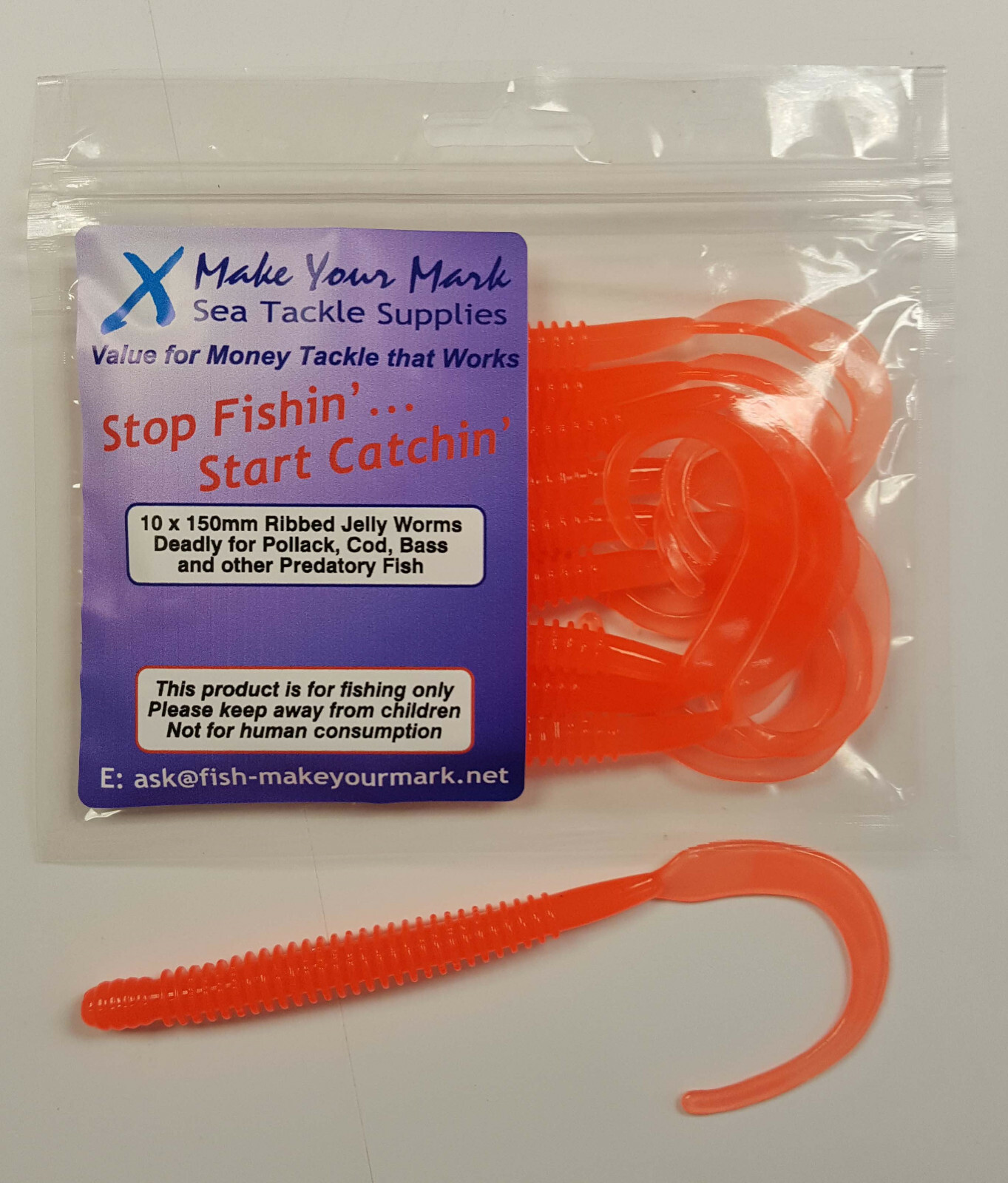 150mm Pollack .Cod, Bass Jelly Worm Lures