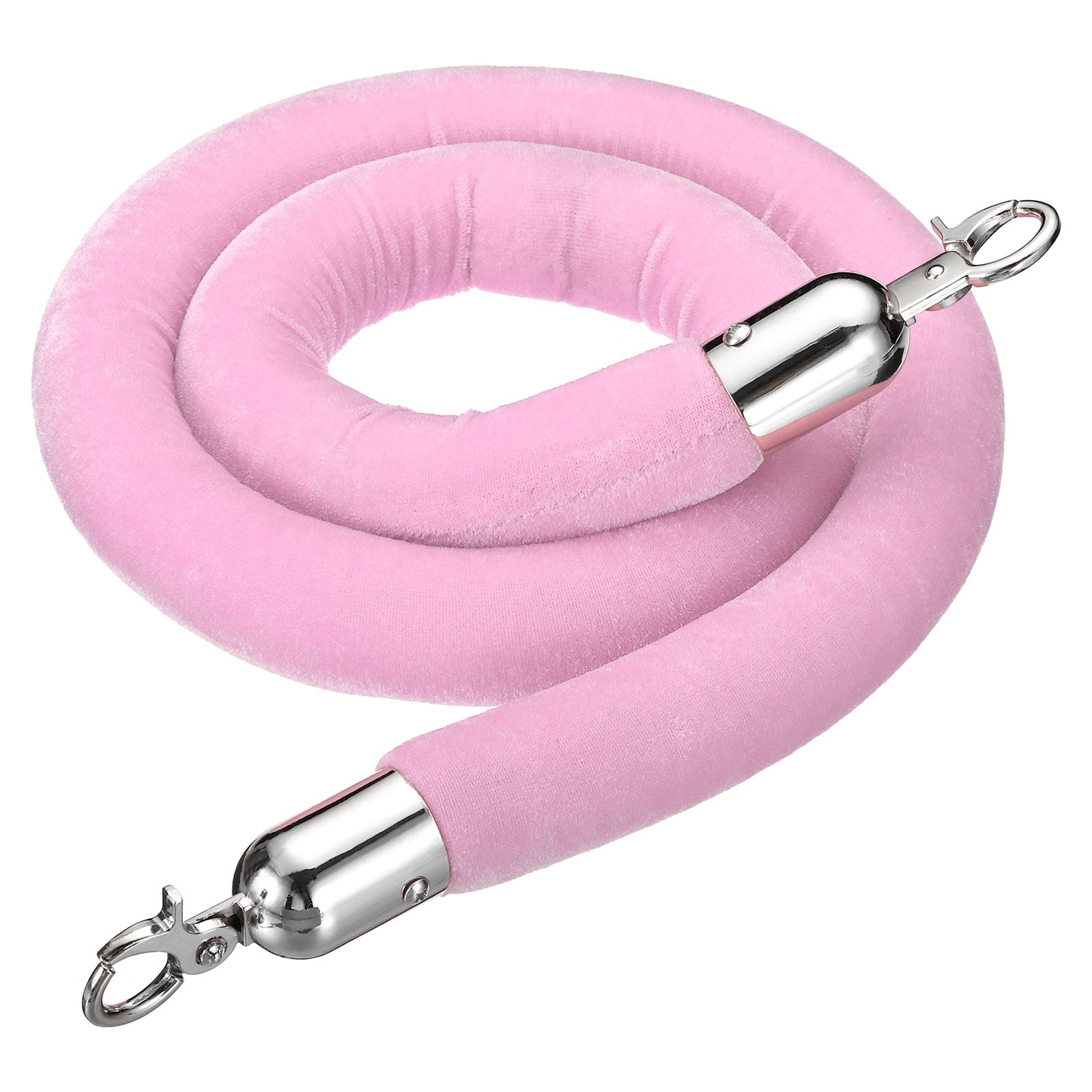 1Pcs 5Feet Light Pink Velvet Stanchion Rope Crowd Control Barrier Rope Silver