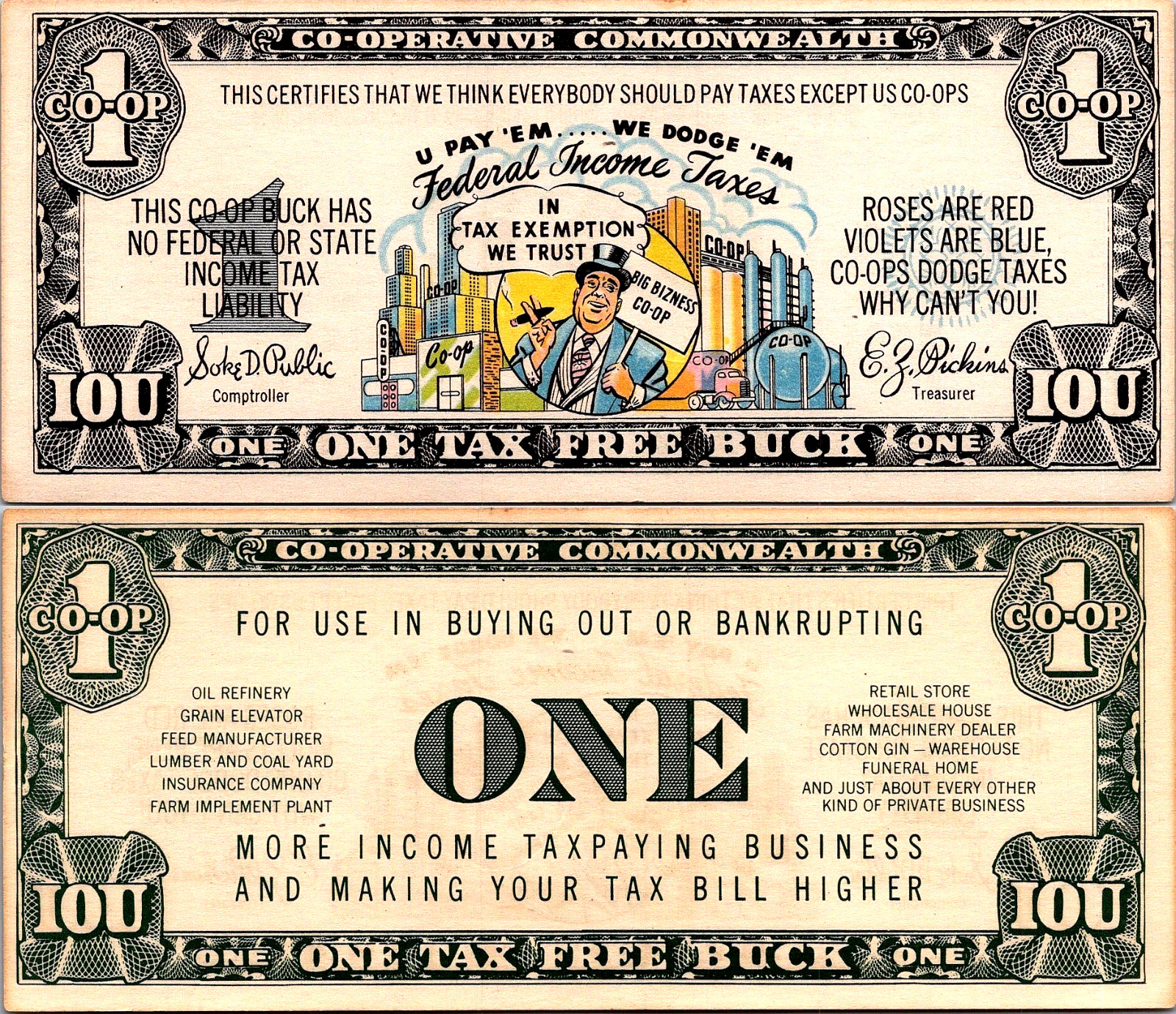 Co-Operative Commonwealth 1 Buck Commemorative Banknote