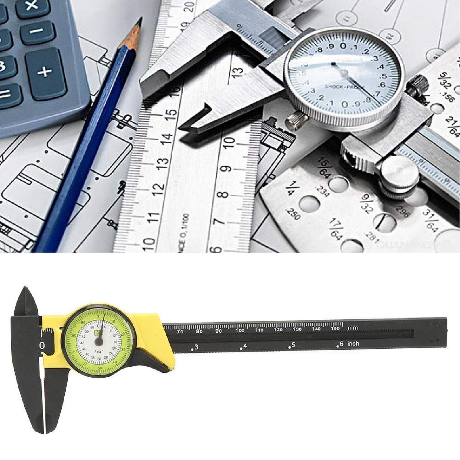 Depth Plastic Dial Vernier Caliper Professional Micrometer High Precision Mea...