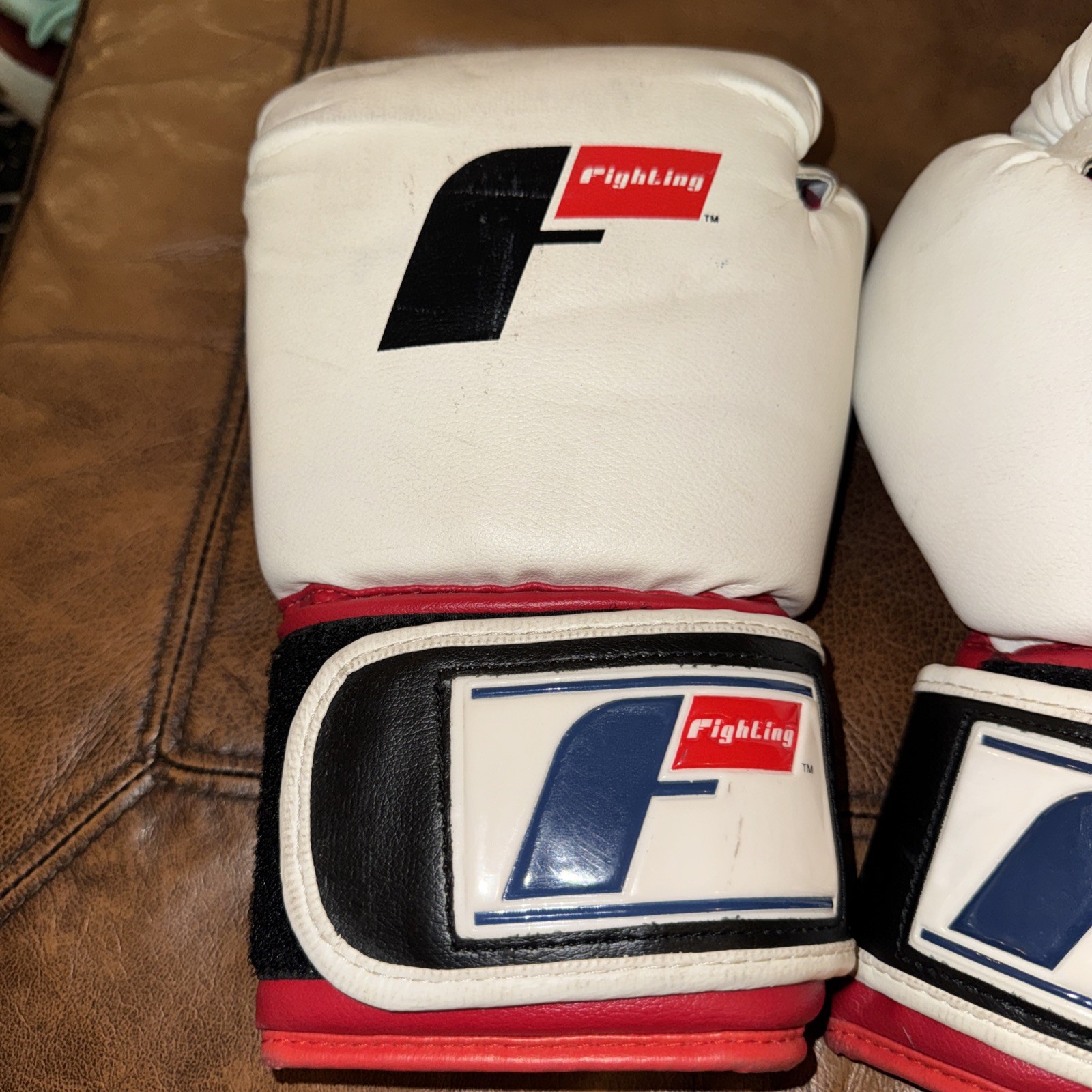 Fighting Force Boxing Gloves White Navy Red 12oz