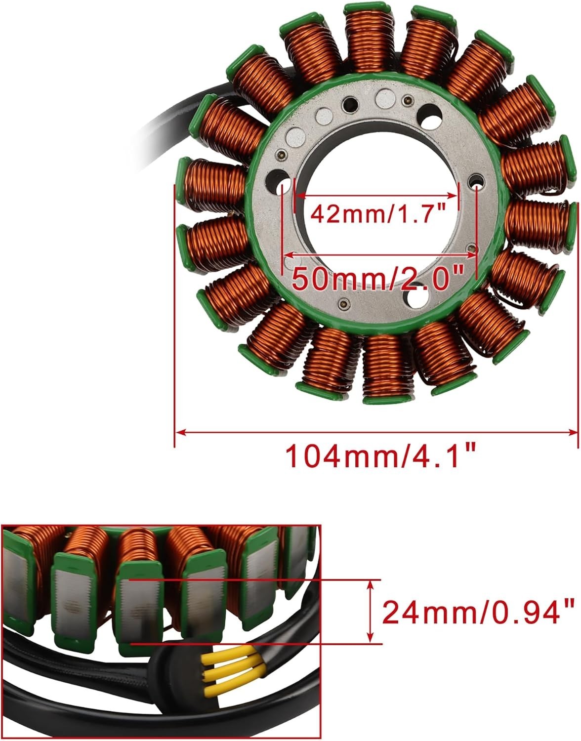 18 Coil 3-Wire Magneto Stator for Odes 800 Dominator Assailant D2 D4 X2 X4