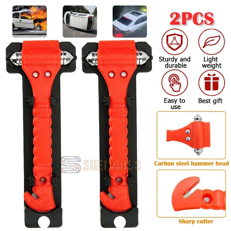 1/2PCS Emergency Escape Tool Car Window Glass Hammer Breaker Seat Belt Cutter