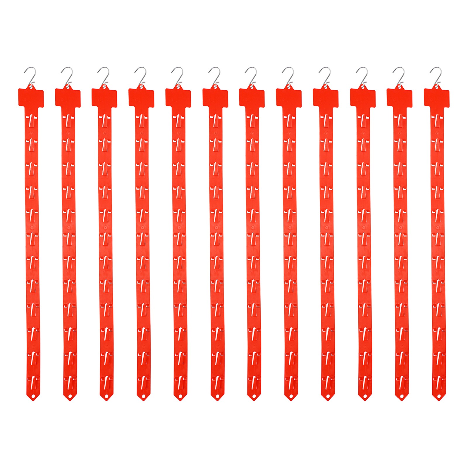 12Pcs Hanging Merchandise Strips with Hook, 24.61" Display Rack Stand, Red