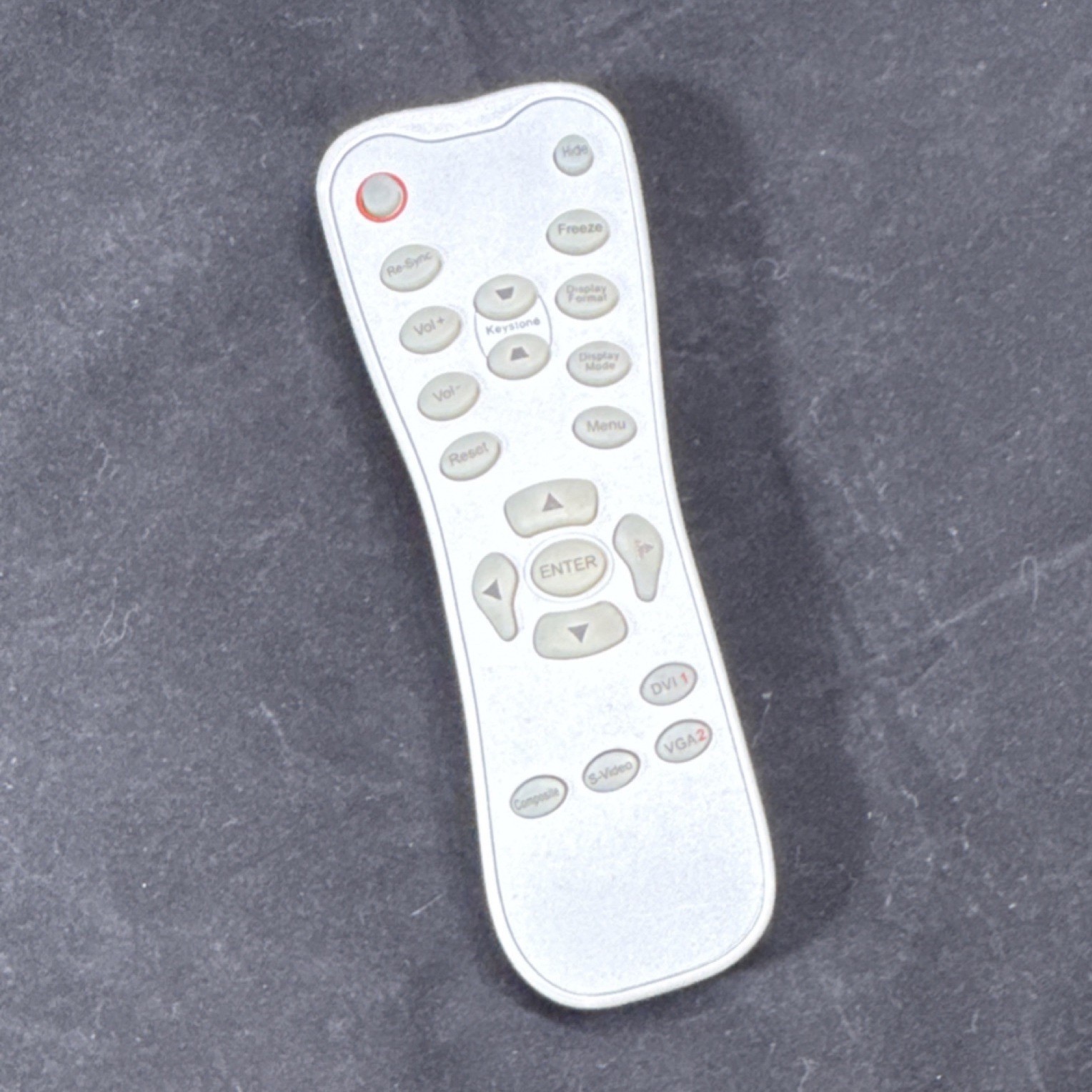 Silver Remote Control for Home Theater Projector Model HOF28 with Battery Cover