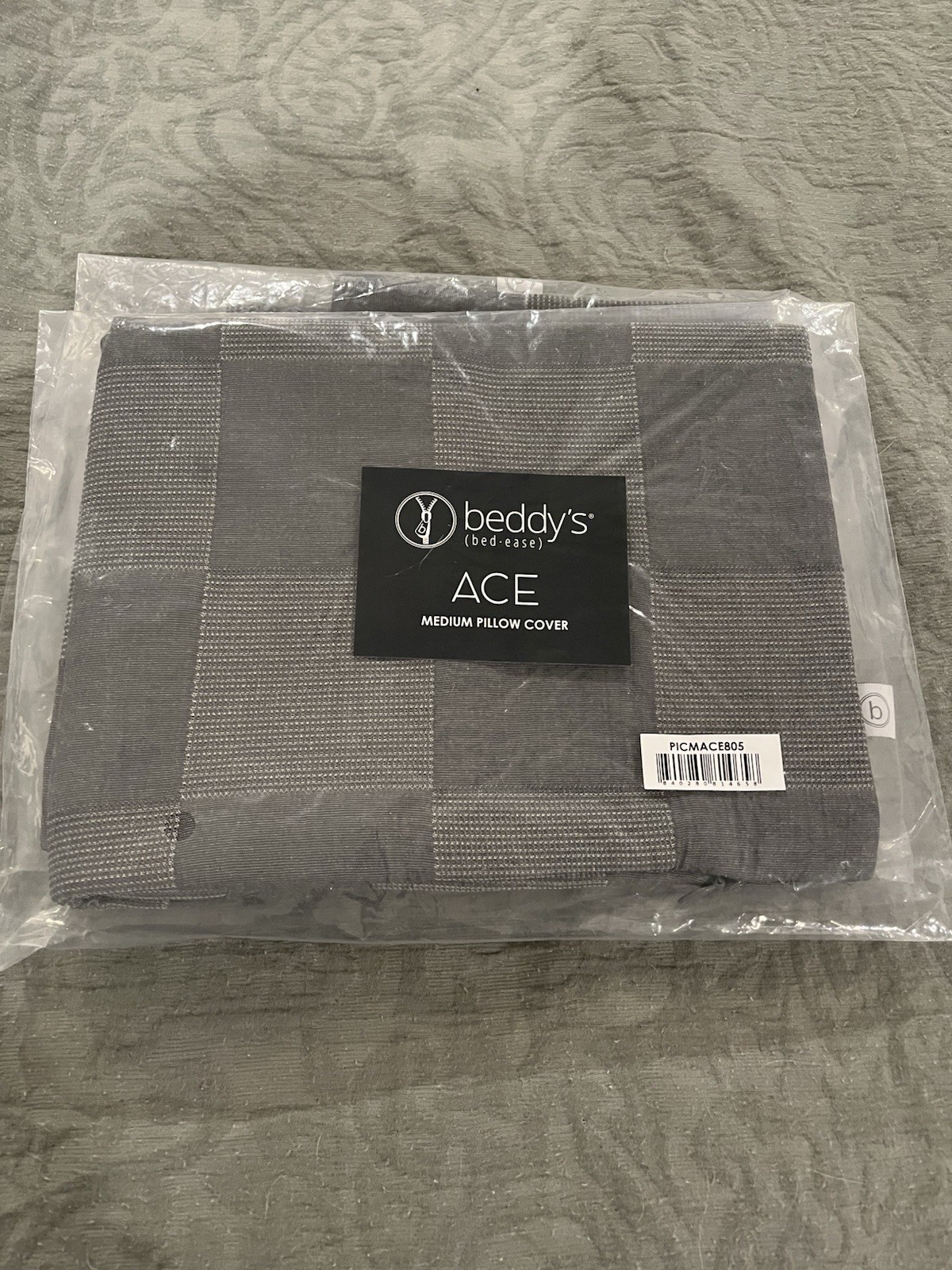 TWO Beddy's ACE Medium Pillow Sham Gray Checkered Square Bedroom