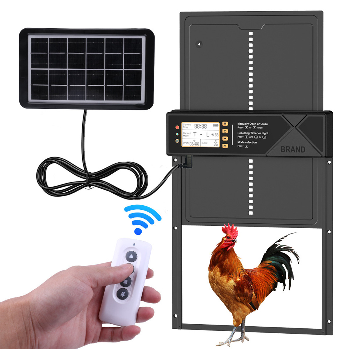 Solar Automatic Chicken Coop Door Opener with Timer Light Sensor Remote Control