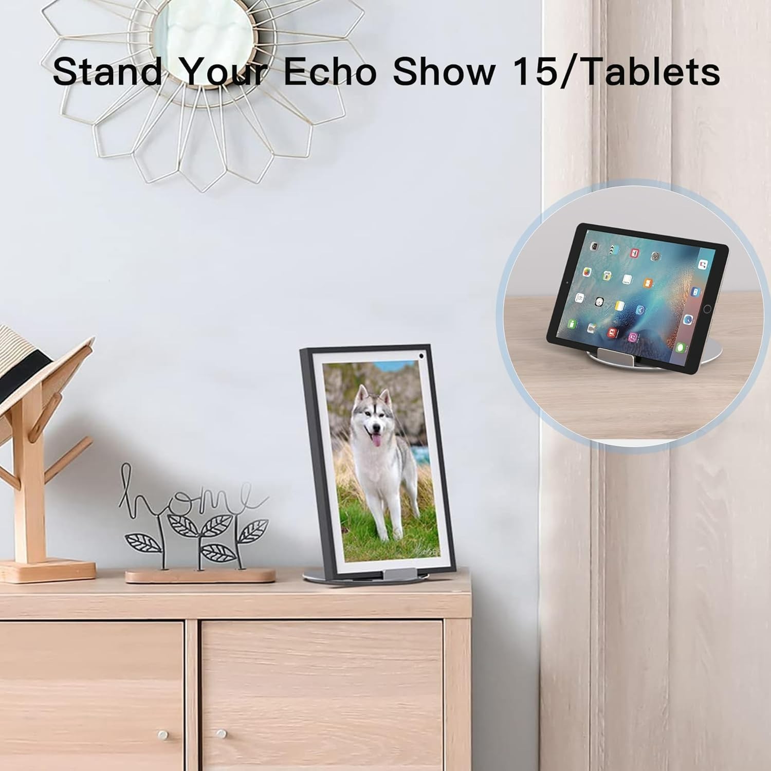 Swivel and Tilt Stand for Echo Show 15, Aluminum Stand for Show 15.6" Smart D...