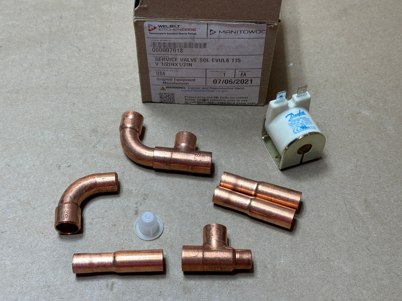 Genuine OEM Manitowoc Ice Machine Service Valve Solenoid EVUL6 115V 1/2" x 1/2"