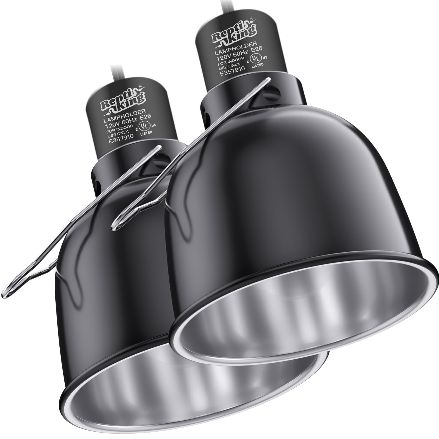 ReptiKing Reptile Light Fixture, 2-Pack 5.5'' Deep Dome, Black