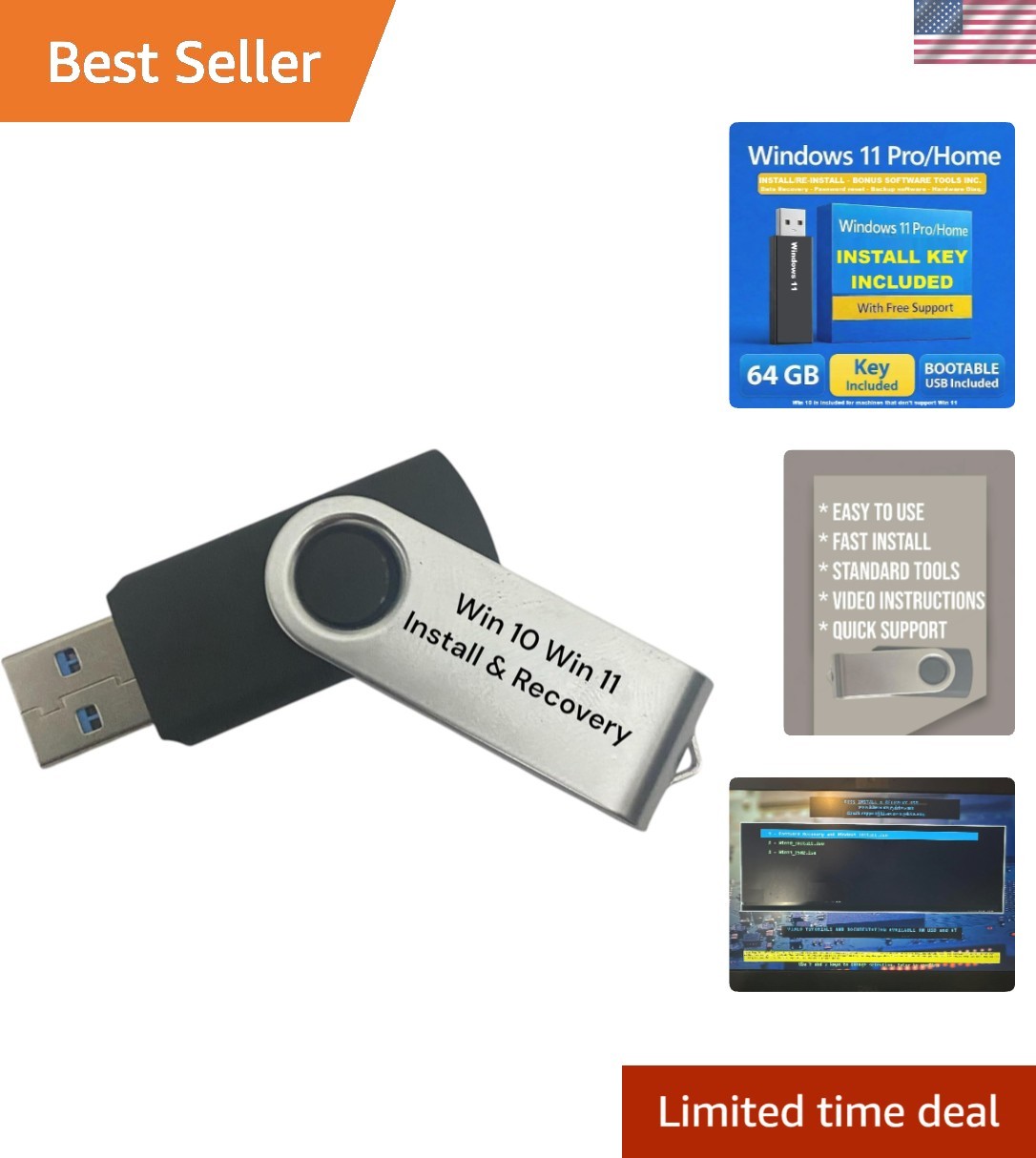 Bootable USB for Install & Reinstall Window 10 and Window 11 with Install Key...