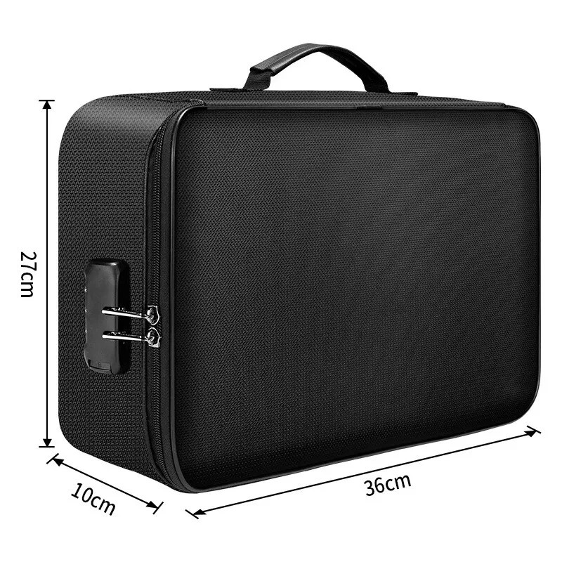 3-Layer Fireproof Document Box with Lock File Storage Box Waterproof Safe Bag